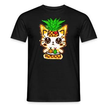 Ananas Katze - Männer T-Shirt - Schwarz - Vorne - AI Model Male 178 light (178cm)