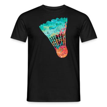 Badminton PopArt - Männer T-Shirt - Schwarz - Vorne - AI Model Male 178 light (178cm)