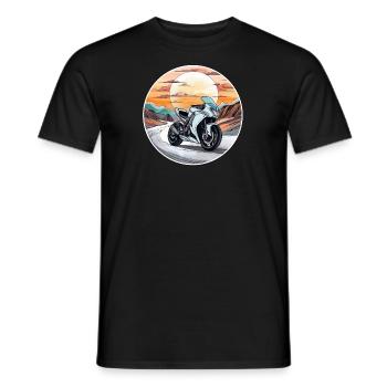 Motorrad Tour Sonnenuntergang Motorradfahrer Biker - Männer T-Shirt - Schwarz - Vorne - AI Model Male 178 light (178cm)