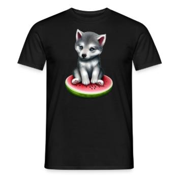 Watermelon Wolf - Men's T-Shirt - black - Front - AI Model Male 178 light (178cm)