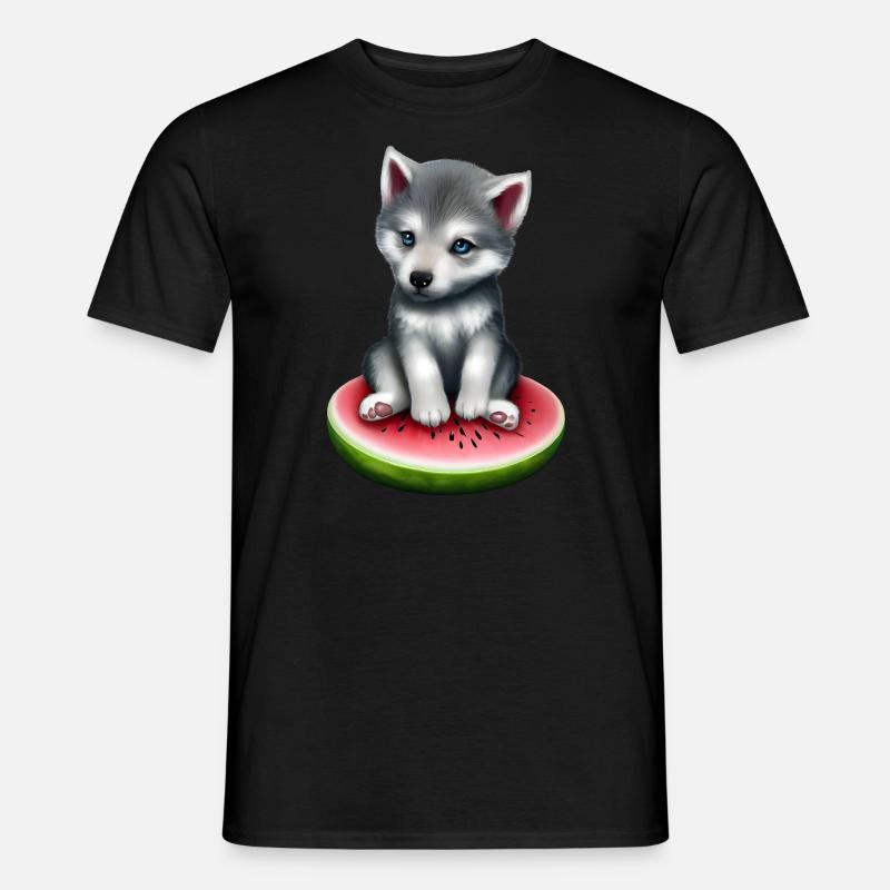 Wassermelone Wolf - Männer T-Shirt - Schwarz