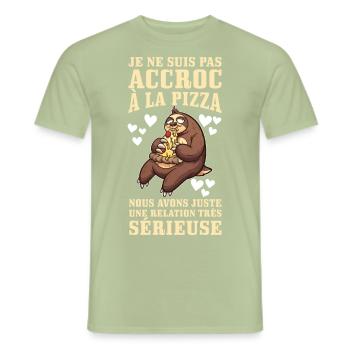 Accroc à la Pizza - T-shirt homme - vert sauge - Devant - AI Model Male 178 light (178cm)