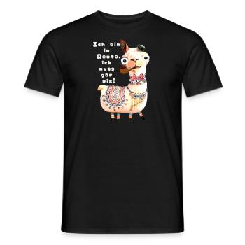 Lama,alpaka, Illustration, Comic, pfeife, Rente - Männer T-Shirt - Schwarz - Vorne - AI Model Male 178 light (178cm)