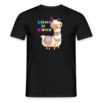 Llama,alpaka,love is live, rainbow,bunt - Men's T-Shirt - black - Front - AI Model Male 178 light (178cm)