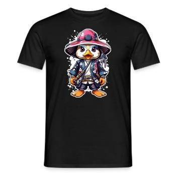 Quacksalber-tastische Samurai-Abenteuer: Niedliche Samurai-Ente - Männer T-Shirt - Schwarz - Vorne - AI Model Male 178 light (178cm)