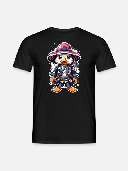 Quack-tastic Samurai Adventures: Schattige Samurai Duck - Heren T-shirt - zwart
