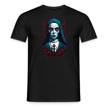 Horror Nun Halloween Creepy - Men's T-Shirt - black - Front - AI Model Male 178 light (178cm)