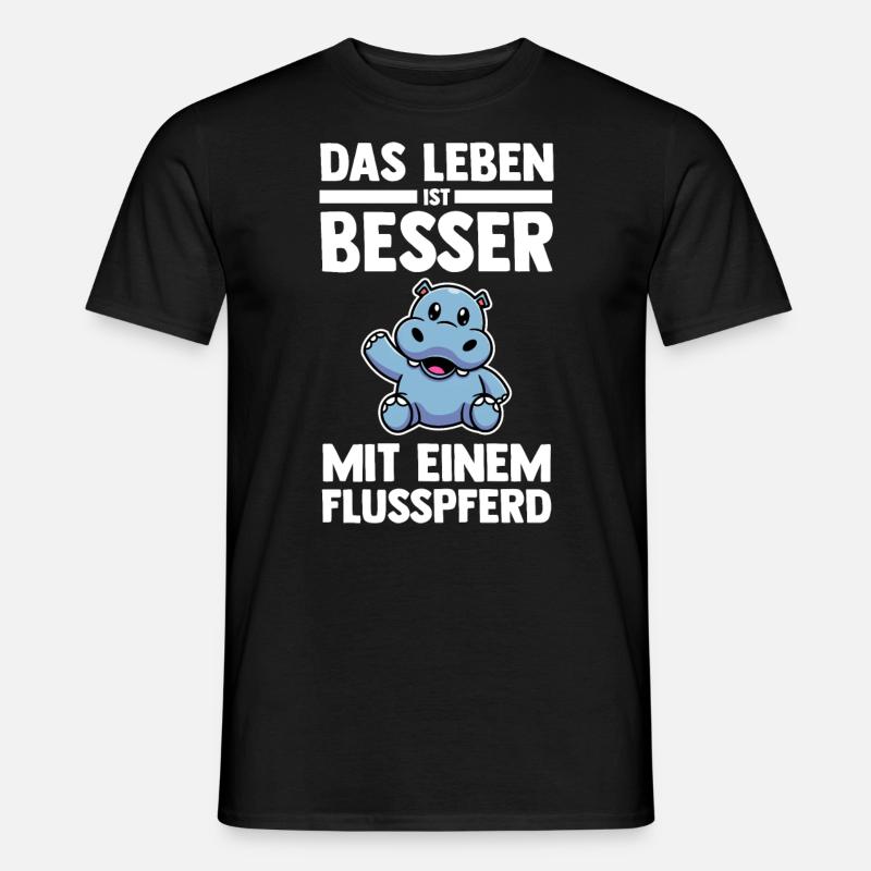 Nilpferd Flusspferd - Männer T-Shirt - Schwarz