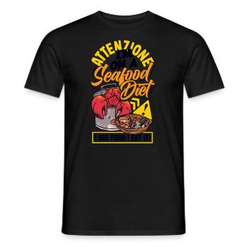 Attenzione Seafood Diet Funny Foodie Lover - Men's T-Shirt - black - Front - AI Model Male 178 light (178cm)