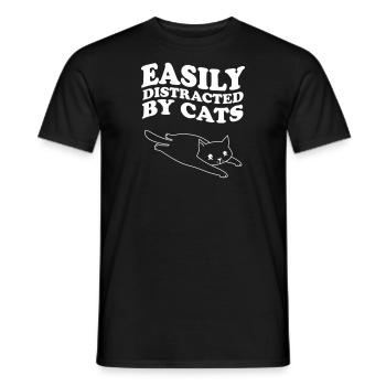 Facilement distrait par les chats qui disent - T-shirt homme - noir - Devant - AI Model Male 178 light (178cm)