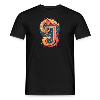 Buchstabe J mit Drache - Männer T-Shirt - Schwarz - Vorne - AI Model Male 178 light (178cm)