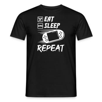 Eat Sleep Game Repeat - Männer T-Shirt - Schwarz - Vorne - AI Model Male 178 light (178cm)