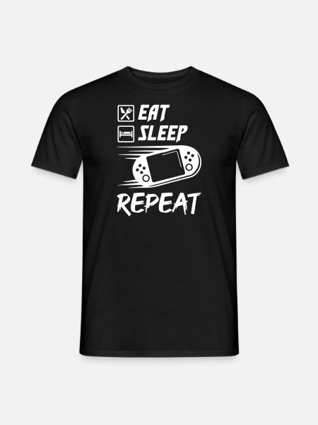 Eat Sleep Game Repeat - Männer T-Shirt - Schwarz