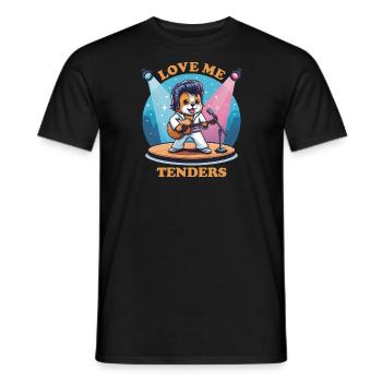 Love Me Tenders 70er Jahre Musik Hund Lustige Tiere - Männer T-Shirt - Schwarz - Vorne - AI Model Male 178 light (178cm)