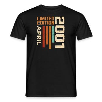 Né En Avril 2001 Cadeau D'anniversaire 2001 Retro - T-shirt homme - noir - Devant - AI Model Male 178 light (178cm)