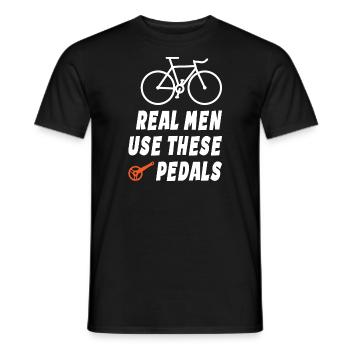 Real Men Use These Pedals - Männer T-Shirt - Schwarz - Vorne - AI Model Male 178 light (178cm)