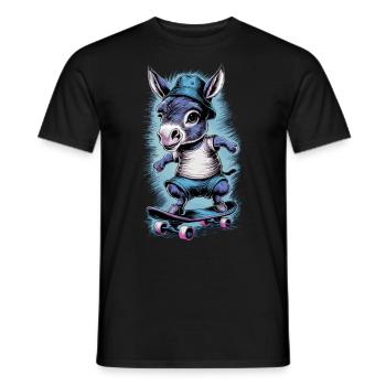 Esel auf Skateboard Skater Skateboarding für - Männer T-Shirt - Schwarz - Vorne - AI Model Male 178 light (178cm)