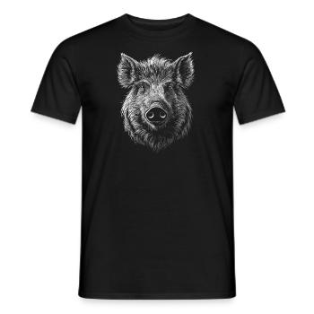 Wild Boar Portrait Boar Wild Animal Forest Animal - Men's T-Shirt - black - Front - AI Model Male 178 light (178cm)