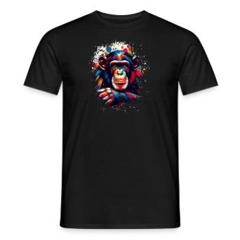 Colorful chimpanzee artwork chimpanzees - Men's T-Shirt - black - Front - AI Model Male 178 light (178cm)