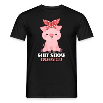 Pig Women Supervisor Funny Chaos Management - Men's T-Shirt - black - Front - AI Model Male 178 light (178cm)