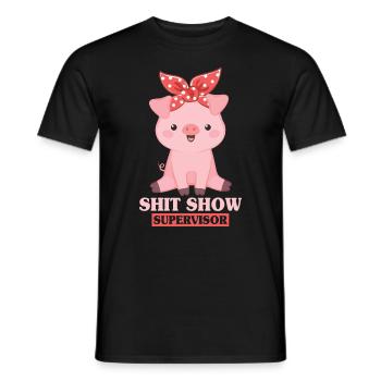Shit Show Supervisor Pig - Men's T-Shirt - black - Front - AI Model Male 178 light (178cm)