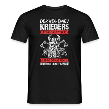 Wikinger Kämpfer Familie Krieger Spruch Götter Ehe - Männer T-Shirt - Schwarz - Vorne - AI Model Male 178 light (178cm)