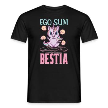 Metal Einhorn Pentagramm Baphomet Ego Sum Bestia - Männer T-Shirt - Schwarz - Vorne - AI Model Male 178 light (178cm)