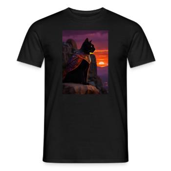 Katze Gemälde schwarze Cat König Ritter Rüstung - Männer T-Shirt - Schwarz - Vorne - AI Model Male 178 light (178cm)