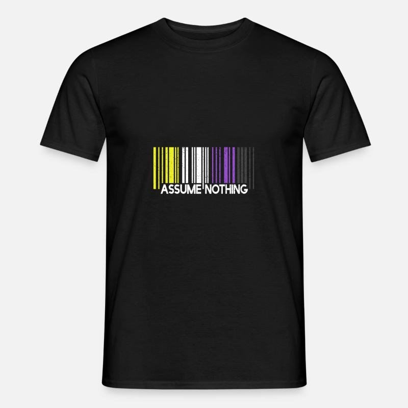 Assume Nothing Nonbinary Flag Barcode Enby - Männer T-Shirt - Schwarz
