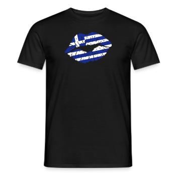 Kissing mouth (Grèce) - T-shirt homme - noir - Devant - AI Model Male 178 light (178cm)