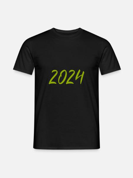 2024 Silvester Neujahr grün - Männer T-Shirt - Schwarz