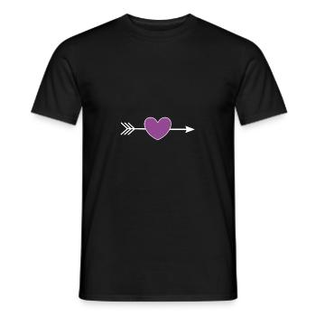 Coeur Violet Blanc avec Flèche Saint Valentin - T-shirt homme - noir - Devant - AI Model Male 178 light (178cm)