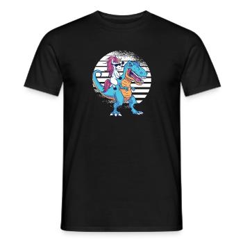 Licorne sur Dino T-Shirt Cadeau Dinosaure Trex - T-shirt homme - noir - Devant - AI Model Male 178 light (178cm)