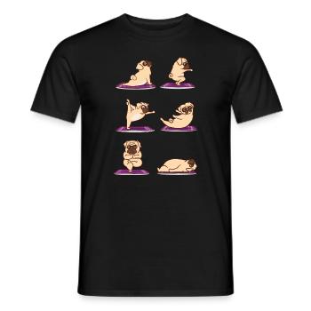 Mops Yoga - Gymnastique chiens Fitness - T-shirt homme - noir - Devant - AI Model Male 178 light (178cm)