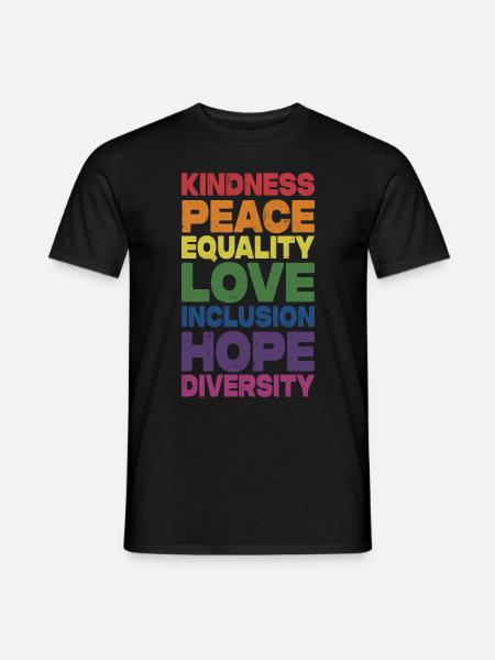 Kindness Peace Equality Love Inclusion Hope Divers - Mænd T-shirt - sort