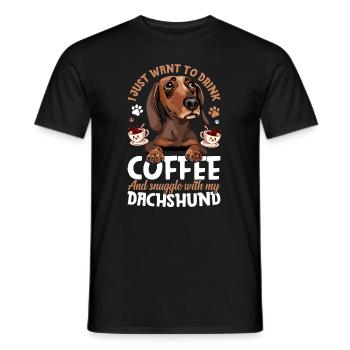 Kaffee Trinken Und Kuscheln Mit Dackel - Männer T-Shirt - Schwarz - Vorne - AI Model Male 178 light (178cm)