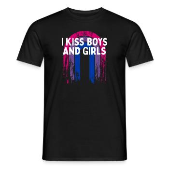 I Kiss Boys and Girls Bisexual Dating Bi Flirting - Men's T-Shirt - black - Front - AI Model Male 178 light (178cm)