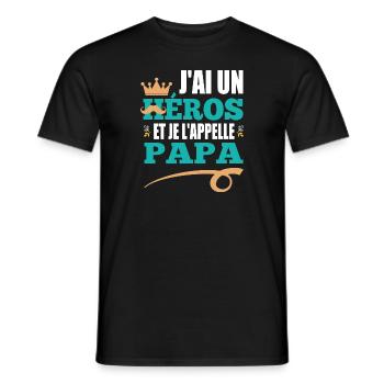 J'ai un héros et je l'appelle papa t-shirt - T-shirt homme - noir - Devant - AI Model Male 178 light (178cm)