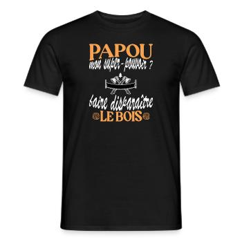 Papou bûcheron amateur de bois t-shirt humour - T-shirt homme - noir - Devant - AI Model Male 178 light (178cm)