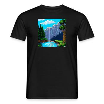 An idyllic landscape in Pixel-Art - Männer T-Shirt - Schwarz - Vorne - AI Model Male 178 light (178cm)