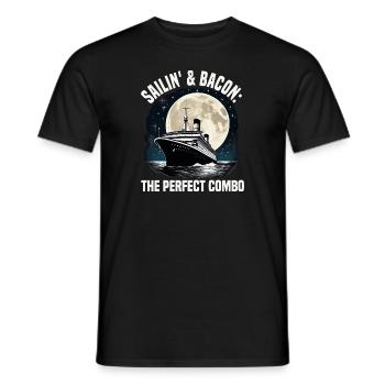 Sailing And Bacon Perfect Combo Cruise Ship - Männer T-Shirt - Schwarz - Vorne - AI Model Male 178 light (178cm)