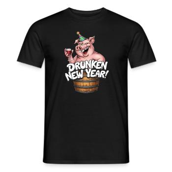 Fête du Nouvel An Célébrer l’alcool cochon - T-shirt homme - noir - Devant - AI Model Male 178 light (178cm)