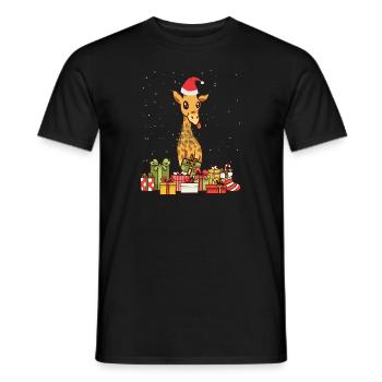 Giraffe Christmas Lights Santa Hat Xmas Gift - Men's T-Shirt - black - Front - AI Model Male 178 light (178cm)