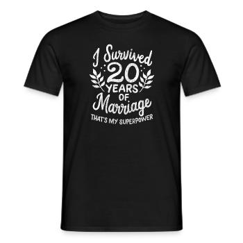 20th Wedding Anniversary Survived 20 Years Of - Men's T-Shirt - black - Front - AI Model Male 178 light (178cm)