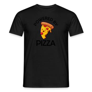 Powered By Pizza Lustiger Pizza Spruch - Männer T-Shirt - Schwarz - Vorne - AI Model Male 178 light (178cm)