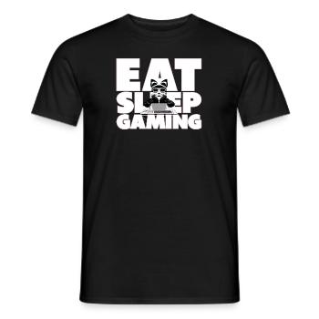 Eat. Sleep. Gaming. - Gamer Spruch mit Katze - Männer T-Shirt - Schwarz - Vorne - AI Model Male 178 light (178cm)