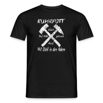 Ruhrpott mit Stahl in den Adern - Männer T-Shirt - Schwarz - Vorne - AI Model Male 178 light (178cm)