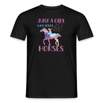 Just a girl who loves horses funny horse riding - T-shirt homme - noir - Devant - AI Model Male 178 light (178cm)