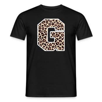 lettre G motif léopard -idée cadeau d’anniversaire - T-shirt homme - noir - Devant - AI Model Male 178 light (178cm)