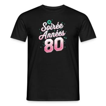 Soirée Année 80 - T-shirt homme - noir - Devant - AI Model Male 178 light (178cm)